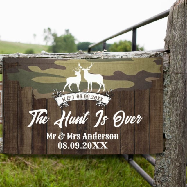 Western Country Deer The Hunt Is Over Wedding  Banner (Western Country Deer The Hunt Is Over Wedding Banner)