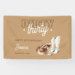 Western Country Dirty Thirty 30th Birthday Party Banner