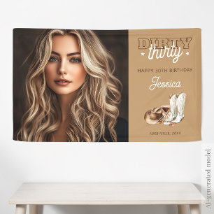 Western Country Dirty Thirty 30th Birthday Photo Banner