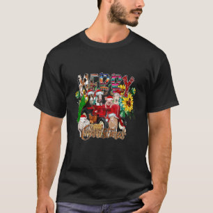 Western Country Farm Animals Cow Merry Christmas C T-Shirt