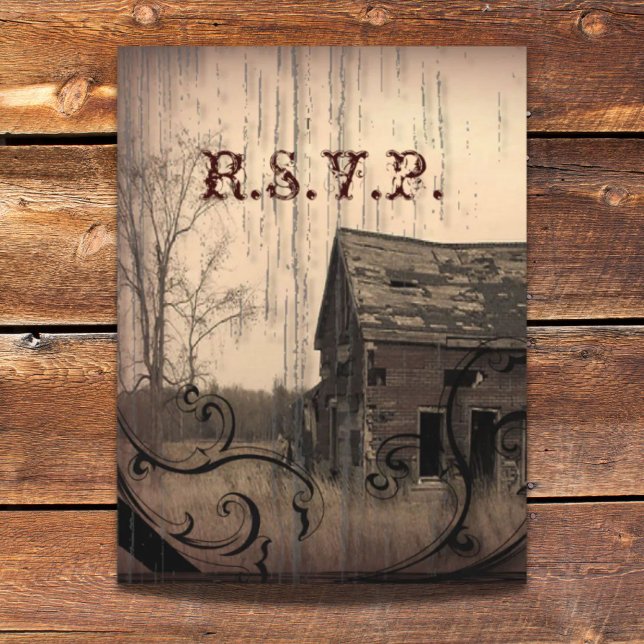western country farm barn wedding response RSVP Invitation Postcard (western country farm barn wedding response RSVP Invitation Postcard)
