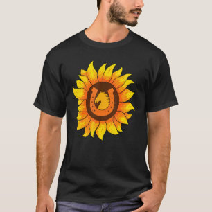 Western Country Horseshoe Rodeo Cowgirl Sunflower T-Shirt