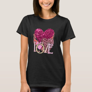Western Country Leopard Hearts Love Cowgirl Valent T-Shirt