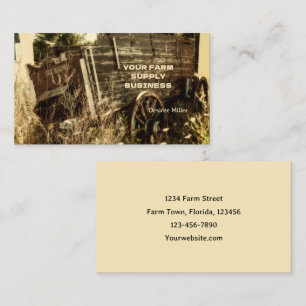 Western Country Rustic Brown Farm Wagon Business Card
