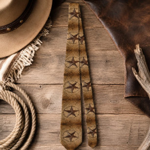 Western Country Rustic Burlap Primitive Texas Star Tie