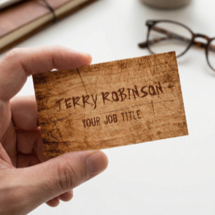 Western Country Rustic Scratched Wood Grain Business Card
