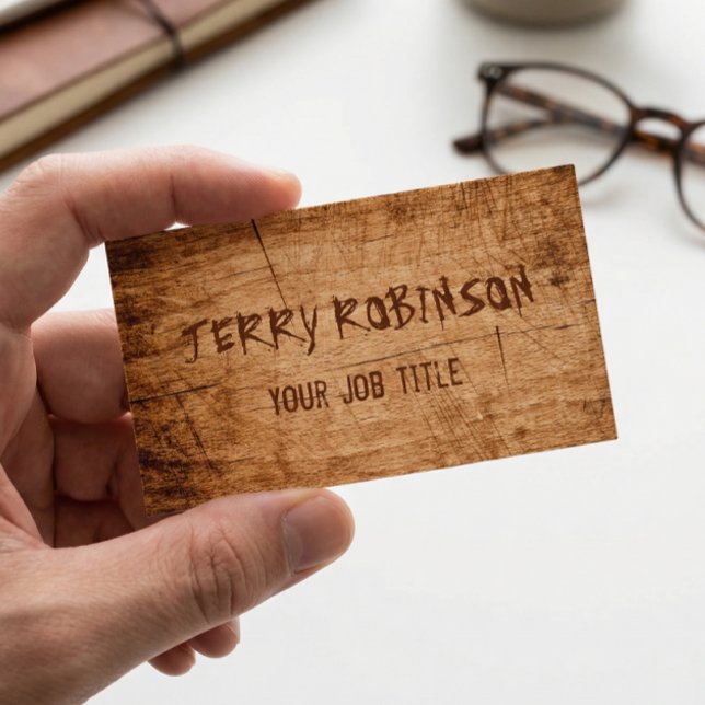 Western Country Rustic Scratched Wood Grain Business Card (Creator Uploaded)