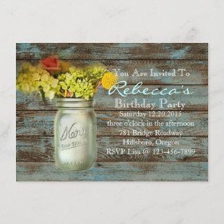 western country style wildflower mason jar invitation