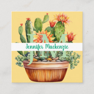 Western Country Succulent Cacti Cactus Square Business Card