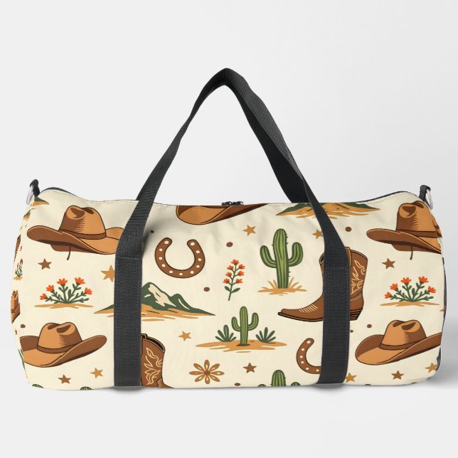 Western country theme with cactus duffle bag (Front)