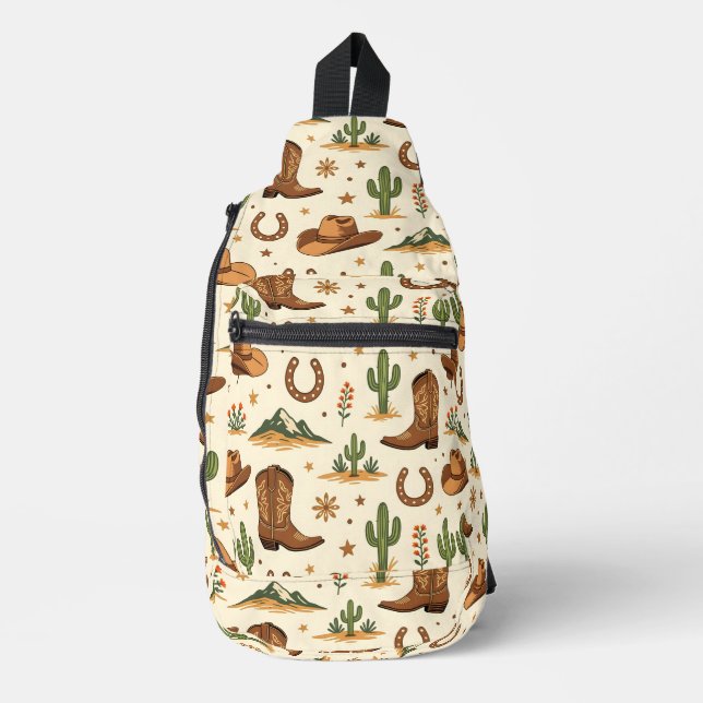 Western country theme with cactus sling bag (Front)