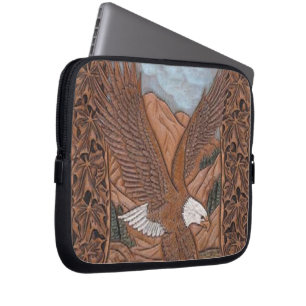 Western country tooled leather Vintage Eagle Laptop Sleeve