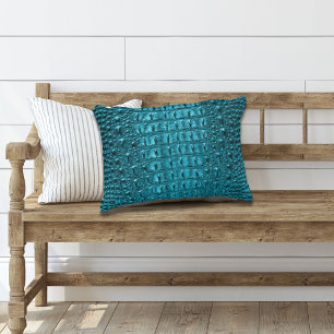 Western Country turquoise blue Alligator Leather Decorative Cushion
