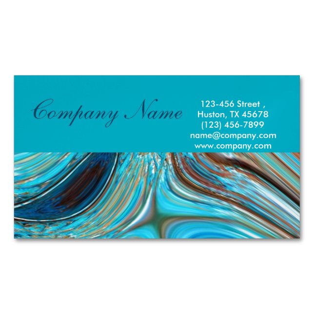 western country turquoise swirls watercolor magnetic business card (Front)