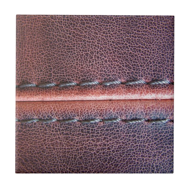 western country Weathered brown stitched leather Tile (Front)
