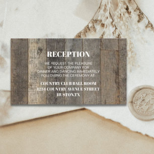 western country woodgrain barn wedding direction enclosure card