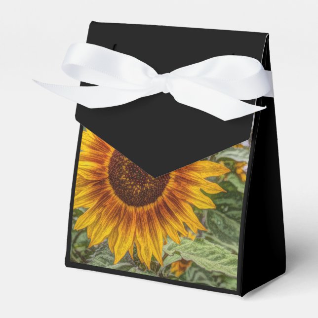 western country yellow sunflower wedding favour box (Front Side)