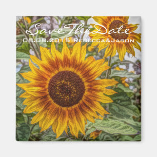 western country yellow sunflower wedding magnet