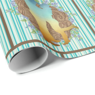 Western  Couple On Leather And Stripe Background Wrapping Paper