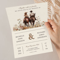 Western Couple Riding Horse All in One Wedding