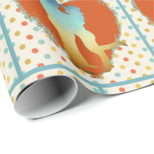 Western  Couple With Heart And Polka Dots Wrapping Paper