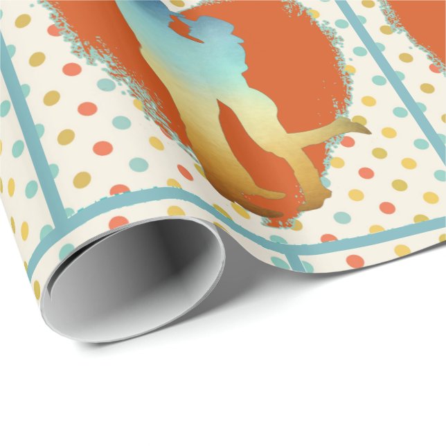 Western  Couple With Heart And Polka Dots Wrapping Paper (Roll Corner)