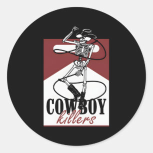 Western Cow Punchy Cow Ers Skull Skeleton Classic Round Sticker
