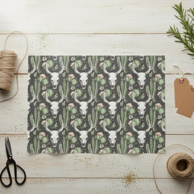 Western Cow Skull and cactus Tissue Paper (Creator Uploaded)