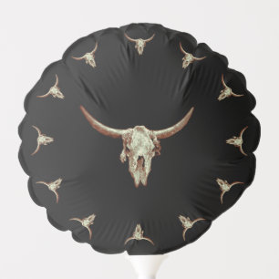 Western Cow Skull Black Brown Country Rustic Style Balloon