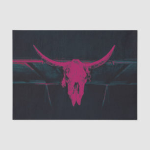 Western Cow Skull Fuchsia Pink Grey Grunge Texture Tissue Paper