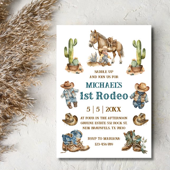 western cowboy 1st rodeo boy first birthday invitation (Creator Uploaded)