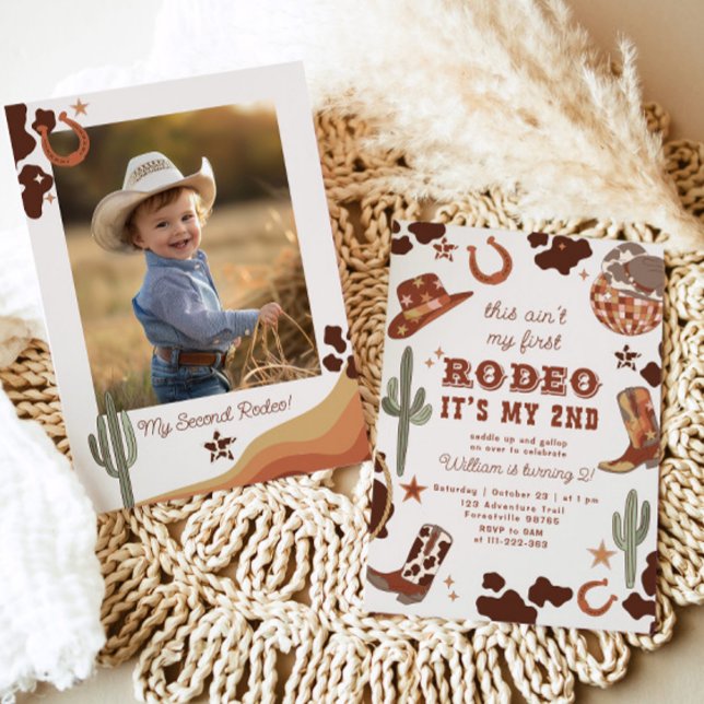 Western cowboy 2nd Rodeo photo Birthday party Invitation (Creator Uploaded)