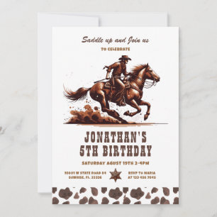 Western Cowboy 5th Rodeo Birthday Invitation