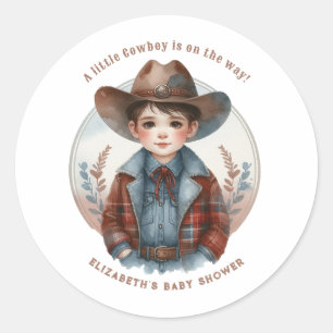 Western Cowboy Baby Shower Classic Round Sticker
