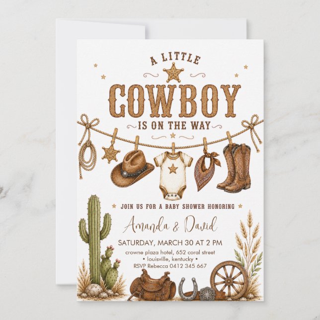 Western Cowboy Baby Shower Invitation (Front)