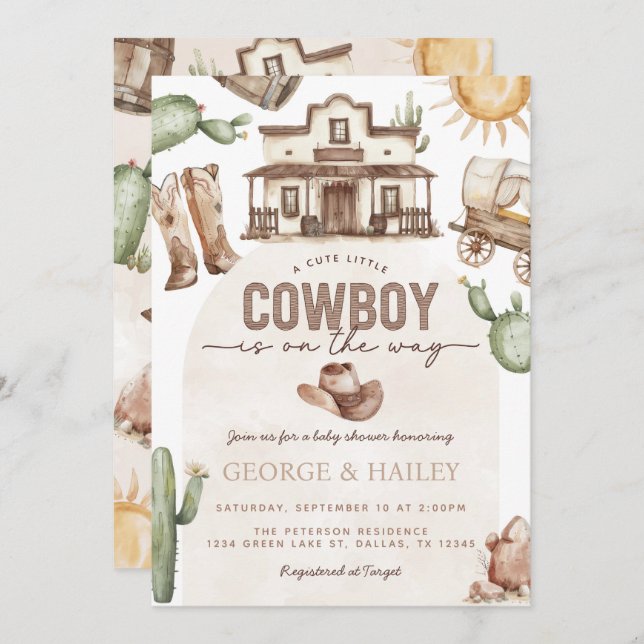 Western Cowboy Baby Shower Invitation (Front/Back)