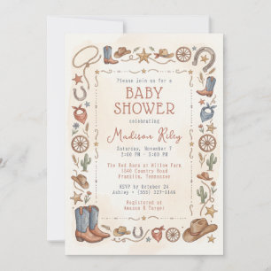 Western Cowboy Baby Shower Invitation