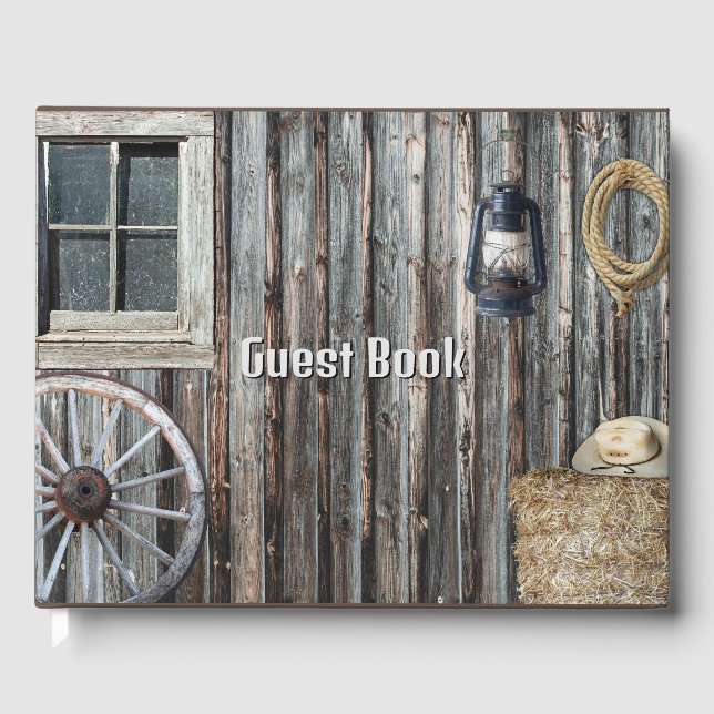 Western Cowboy Barn Tapestry Guest Book (Front)