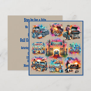 Western Cowboy BBQ Cookoff Scenes 2 Custom Invitation