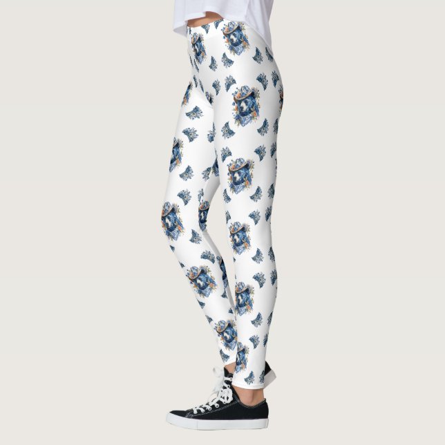 Western Cowboy Bear - Blue Bear with Floral Bandan Leggings (Left)