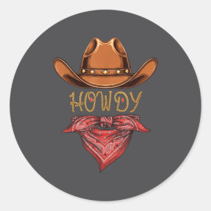 Western Cowboy Birthday Party Howdy Cowboy For Wom Classic Round Sticker