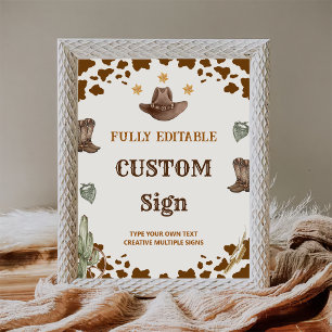 Western Cowboy Birthday Party Table Sign
