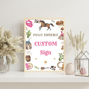 Western Cowboy Birthday Party Table Sign