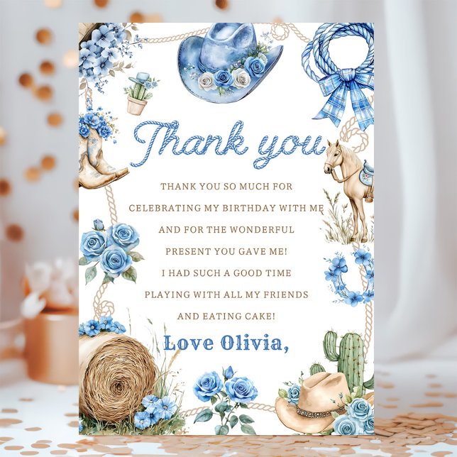 Western Cowboy Birthday Party Thank You Card (Creator Uploaded)