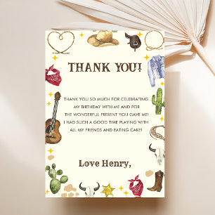 Western Cowboy Birthday Party Thank You Card