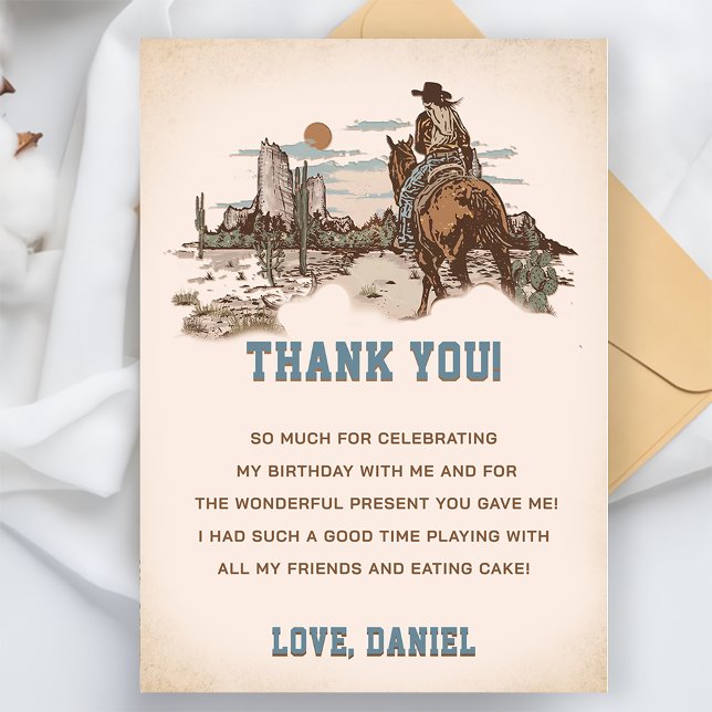 Western Cowboy Birthday Party Thank You Card (Creator Uploaded)