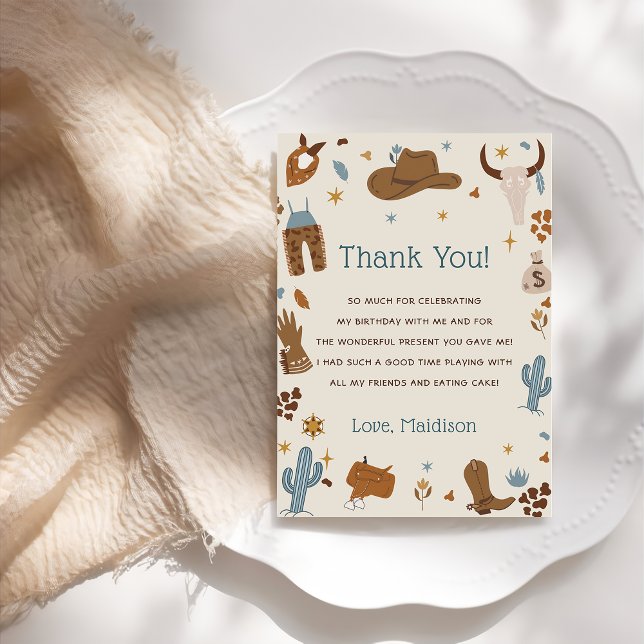 Western Cowboy Birthday Party Thank You Card (Creator Uploaded)