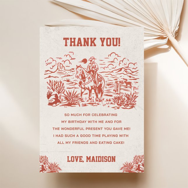 Western Cowboy Birthday Party Thank You Card (Creator Uploaded)