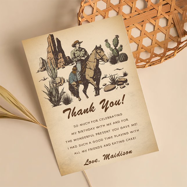 Western Cowboy Birthday Party Thank You Card (Creator Uploaded)
