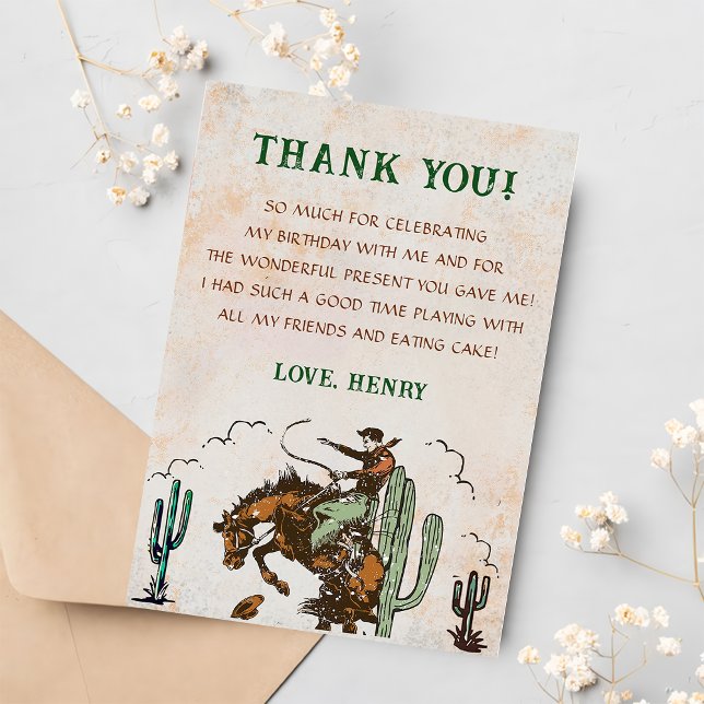 Western Cowboy Birthday Party Thank You Card (Creator Uploaded)